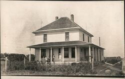 Family Posing on Farmhouse Porch Postcard