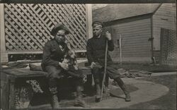 Two Boys with Dog, Real Photo Postcard Postcard