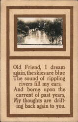 Old Friend, A River Scene Poem Poems & Poets Postcard Postcard Postcard