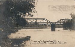 View of Kishwaukee River, East Bridge, Belvidere, IL Postcard