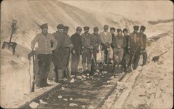 Group of Railroad Workers on Snowy Tracks, 1911 Postcard