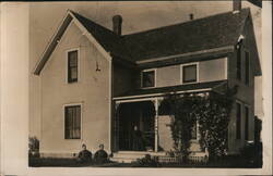 Two Women and a Girl in Front of a Farmhouse Postcard