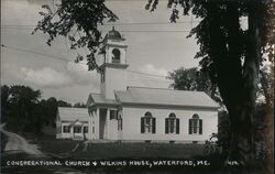 Congregational Church & Wilkins House, Waterford, ME Maine Postcard Postcard Postcard