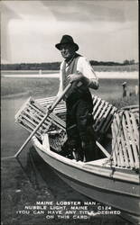 Maine Lobster Man, Nubble Light, Maine Postcard