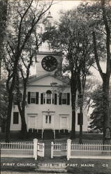 First Church - 1818 - Belfast, Maine Postcard