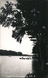 Lake Maranacook, ME, Boats, Dock, Trees Postcard