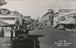 First St. Business Section Napa, Calif. California Postcard Postcard Postcard