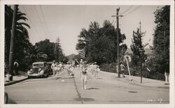 Band Marching Down Residential Street Saint Helena, CA Postcard Postcard Postcard