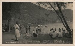 Beach Scene at Camp Inis on Blue Lakes Postcard