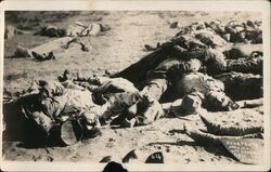 Dead Mexican Soldiers in Trench, 1914 Border War Zapata, Mexico Cal Osbon Postcard Postcard Postcard