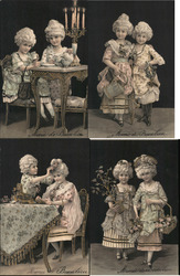 Four Scenes of Mimi de Beaulieu Children Postcard