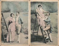 Couple on Ladder Postcard