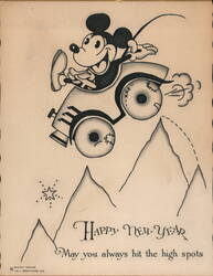 1930's Mickey Mouse Happy New Year, May You Always Hit the High Spots Disney Greeting Card Greeting Card Greeting Card