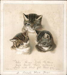 Three Kittens, Happy New Year Trade Card