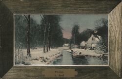 Winter Scene with Boat on Canal, L. Apol Postcard