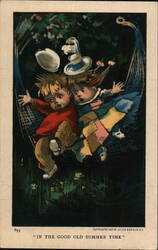 Children Falling Out of Hammock, "In The Good Old Summer Time" Postcard