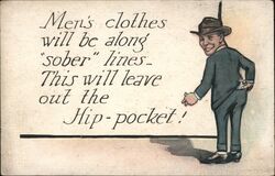 Mens Fashions, Sober Lines, No Hip Pocket, Comic Postcard Postcard