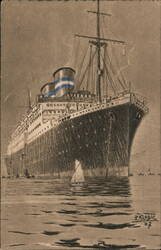 Conte Grande Ocean Liner Ship P. Klodicki Postcard Postcard