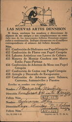 Dennison Arts and Crafts Instruction Request Card Postcard