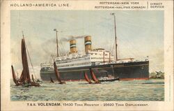 SS Volendam, Holland-America Line, 1928 Postcard