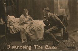 Diagnosing The Case, Romance Postcard 1910 Postcard