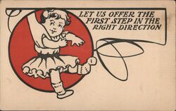 Little Girl Kicking, Let Us Offer the First Step Advertising Postcard Postcard Postcard