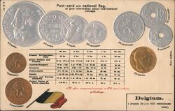 Belgium Coinage Chart Postcard Money & Coins Postcard Postcard Postcard