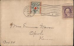 1917 Christmas Red Cross Seal, Kansas City, MO to Apolo, KS Cover