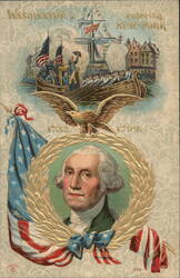 George Washington Entering New York, Patriotic Postcard President's Day Postcard Postcard Postcard