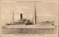 Union-Castle Line Intermediate Steamer "Durham Castle" Postcard