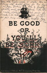 1906 Be Good or You'll Be Sorry Devil Postcard Postcard