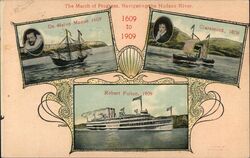 March of Progress, Navigating the Hudson River 1609-1909 Postcard