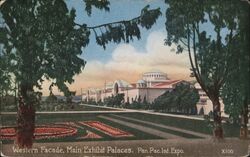 Western Facade, Main Exhibit Palaces, PPIE, San Francisco Postcard