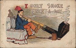 I Only Smoke Once a Day, Comic Postcard Comic, Funny Postcard Postcard Postcard