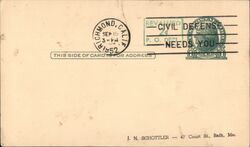 Revived Defense Civil Needs You Stamp Postcard Back 1952 Postcard