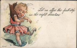 Let us offer the first step in the right direction Comic, Funny Postcard Postcard Postcard