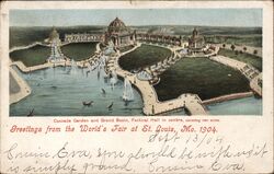 1904 World's Fair St. Louis Cascade Garden Grand Basin Festival Hall Postcard