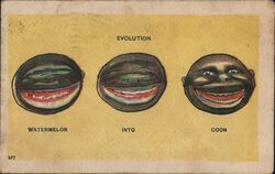 Evolution Watermelon Into Coon Racist Postcard Black Americana Postcard Postcard Postcard