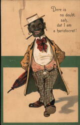 Black Americana, Caricature of a Black Man as an Aristocrat Postcard