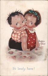 Beatrice Mallet Cute Kids Kissing Postcard Children Postcard Postcard Postcard