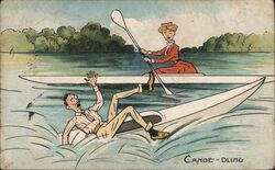 Canoe-dling, Comic Postcard Postcard