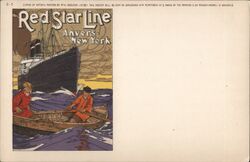 Red Star Line, Anvers-New York, ship, rowboat Postcard Postcard Postcard