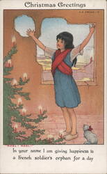 French War Orphan Christmas Greetings Postcard 1919 Children M.B. Savage Postcard Postcard Postcard