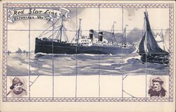 Red Star Line Steamship at Sea, Vintage Postcard Boats, Ships Hegenbart Postcard Postcard Postcard