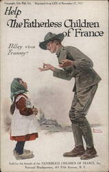 Help The Fatherless Children of France WWI World War I Norman Rockell Postcard Postcard Postcard