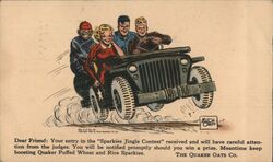 Quaker Sparkes Jingle Contest Postcard Cartoons Milton Caniff Postcard Postcard Postcard