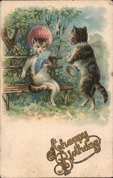 Happy Birthday Anthropomorphic Cats Postcard