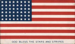 48 Star US Flag, God Bless the Stars and Stripes Postcard