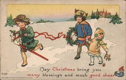 Children with Toys, Christmas Postcard, Tuck's Playtime Series Postcard