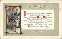 Tiny Tim Christmas Greeting Postcard Children M. C. G. Postcard Postcard Postcard